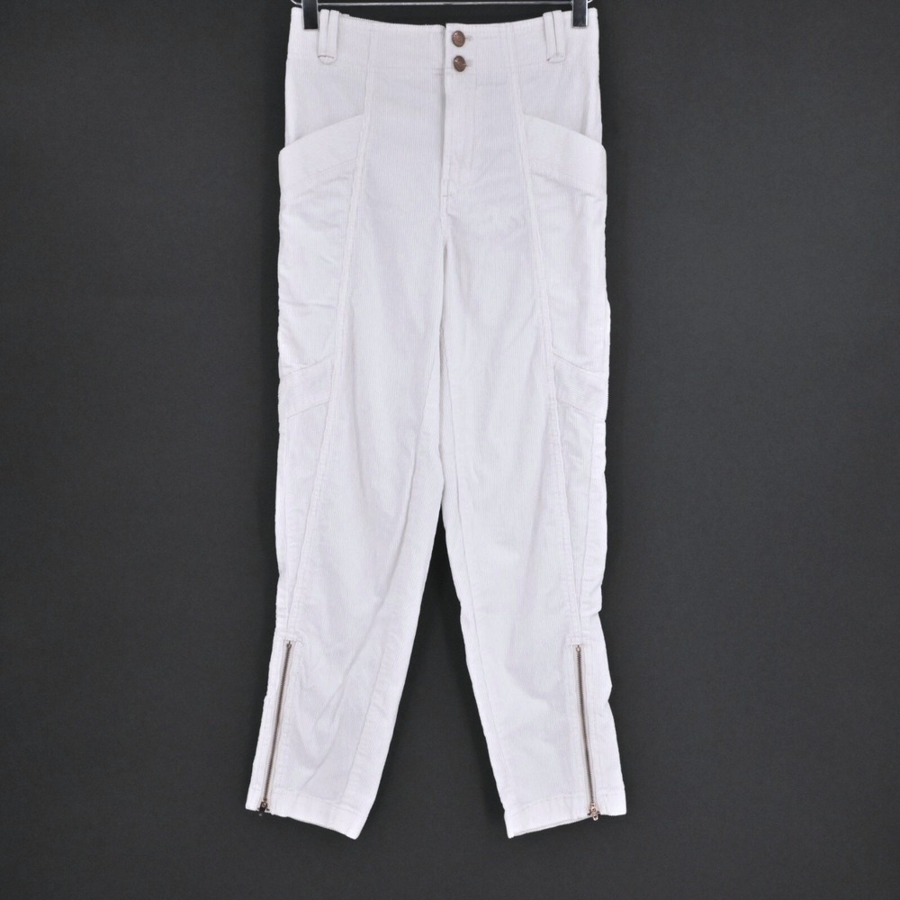 Anthropologie Pilcro Corduroy Cargo Pants Womens Size 25 White Cotton Utility
